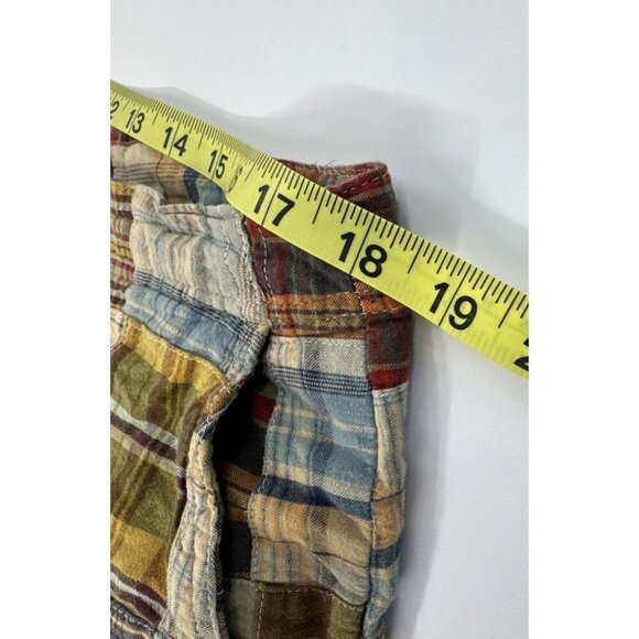 Vintage Duck Head Shorts Mens 34 Tan Madras Plaid Cotton Chino Patchwork Y2K - Picture 11 of 15